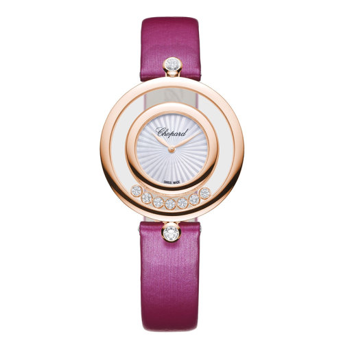  Chopard/蕭邦 Happy Diamonds系列玫瑰金石英機(jī)芯鱷魚(yú)皮女士鑲鉆腕表32毫米209426-5001