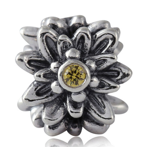 PANDORA/潘多拉 女士銀色925銀鋯石雪絨花DIY手鏈珠子串飾 791176CZY