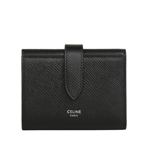 CELINE/賽琳  男士黑色粒面小牛皮三折卡包小錢包10H483BEL.38SI