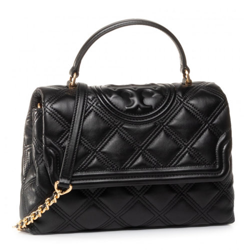 Tory Burch/湯麗柏琦 FLEMING SOFT系列 女士黑色菱格羊皮手提包 單肩包斜挎包女包62092-001