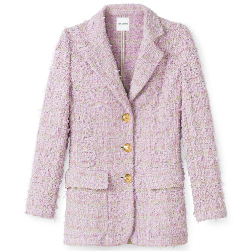 【21春夏新款】St.John/盛薔紫色小香風(fēng)修身女士夾克外套K6130Z2