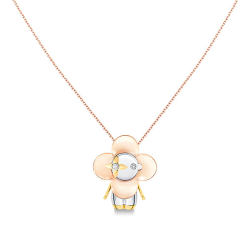 Louis Vuitton/路易威登 VIVIENNE系列 經(jīng)典款18k金黃金白金玫瑰金鉆石花瓣形狀吊墜項(xiàng)鏈Q(jìng)93800