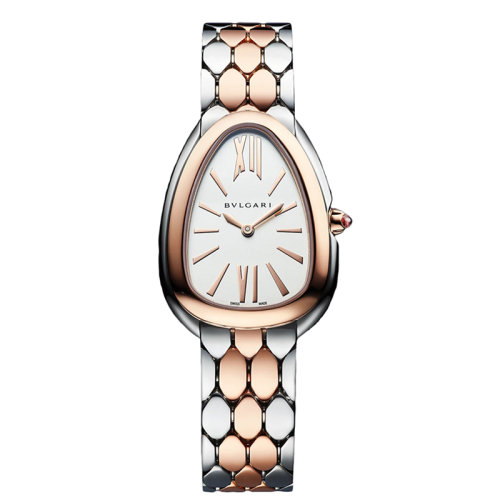 BVLGARI/寶格麗 SERPENTI SEDUTTORI手表 精鋼 18K金玫瑰金表殼和表鏈 以及銀白色不透明表盤 33毫米 103277