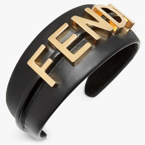  FENDI芬迪 22年秋冬 女士 發(fā)箍 黑色皮革發(fā)帶 FXQ936ANAYF0QA1