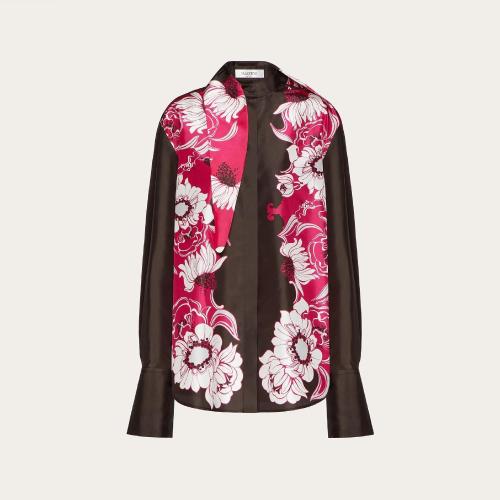  VALENTINO華倫天奴 22年秋冬 女士 長袖襯衫 CHEMISIER EN TAFFETAS IMPRIMé STREET FLOWERS