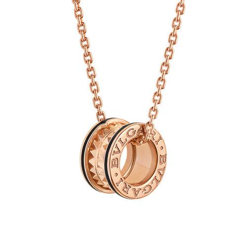 BVLGARI/寶格麗 B.zero1系列 巖石玫瑰金鏈玫瑰金黑陶瓷吊墜項(xiàng)鏈 358054