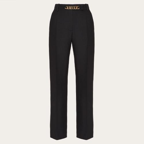  VALENTINO華倫天奴 22年秋冬 女士 休閑褲 PANTALON VLOGO CHAIN EN CREPE COUTURE 2B3RB3631C