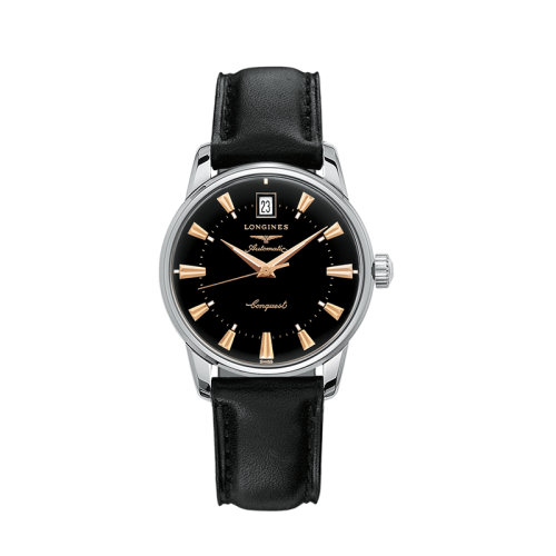 LONGINES/浪琴  經(jīng)典復(fù)刻系列黑色自動(dòng)機(jī)械機(jī)芯男表35毫米L1.611.4.52.2