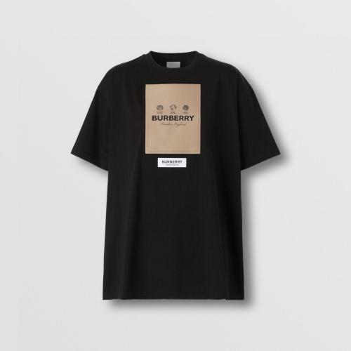  BURBERRY 22年秋冬 女士 標(biāo)簽嵌花棉質(zhì)寬松 T 恤衫 80571211