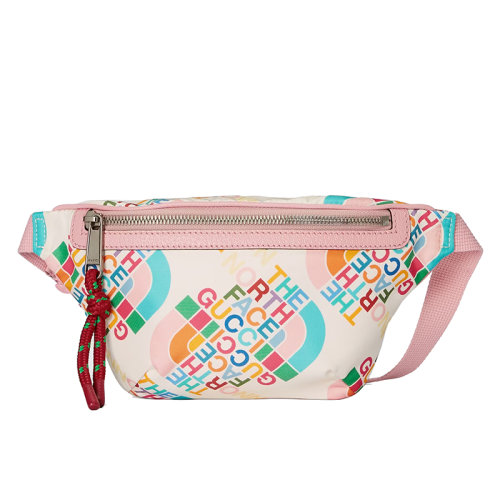 GUCCI/古馳 22新款北面聯(lián)名系列 男女同款象牙白尼龍飾粉色多色聯(lián)名主題印花單肩腰包650299UNHBN9169