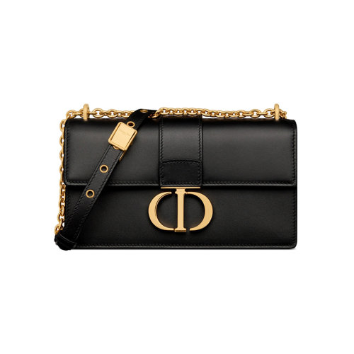 Dior 迪奧 22新款 EAST-WEST系列 女士黑色小牛皮翻蓋開(kāi)合背面壓印金色飾面調(diào)節(jié)拆卸鏈條肩帶單肩斜挎包M9334UHEL_M900
