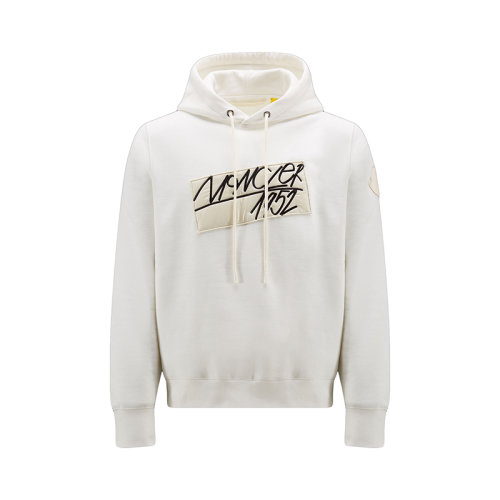 Moncler/蒙克萊 22年秋冬新款 1952系列 男士本白色純棉徽標(biāo)圖案連帽衛(wèi)衣H20928G00012809KX034