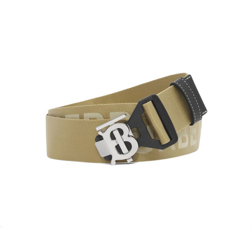 BURBERRY/博柏利 22年秋冬新款 男士蜂蜜色聚酰胺專屬標(biāo)識(shí)圖案徽標(biāo)網(wǎng)紋提花腰帶40毫米80515111