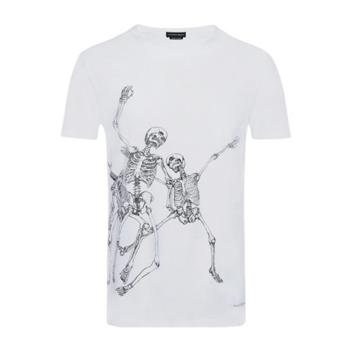 Alexander McQueen/亞歷山大麥昆 男裝 服裝 純棉紋印骷髏圖案時尚休閑 男士短袖T恤