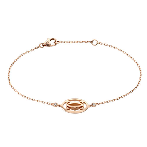 CARTIER/卡地亞 Double C de Cartier 玫瑰金鑲嵌鉆石卡地亞徽標(biāo)手鏈B6038000
