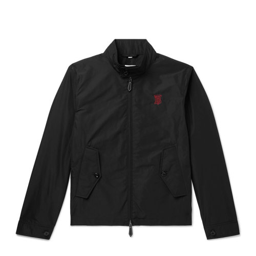 BURBERRY/博柏利 男裝 服裝 黑色聚酯纖維TB標(biāo)識(shí)圖案立領(lǐng) 男士夾克外套 8014366