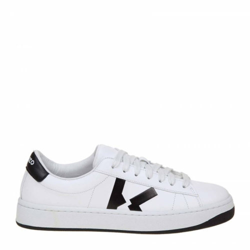 KENZO/高田賢三 女士白色牛皮黑尾LOGO橡膠底系帶休閑鞋運動鞋平底鞋女鞋 FA62SN172L50 多色可選