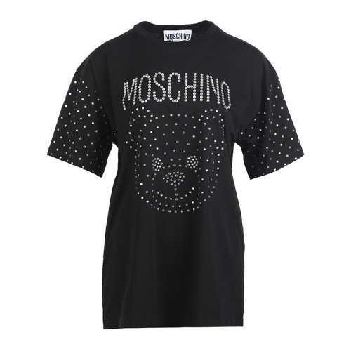 MOSCHINO/莫斯奇諾22春夏Crystal Teddy棉質(zhì)寬松女士短袖T恤V071505411