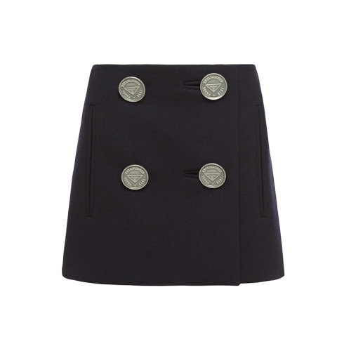 PRADA/普拉達 女士深藍色工字扣迷你羊毛半身裙P119TC_W3Q_F0008_S_212