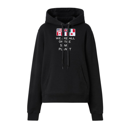 Burberry 巴寶莉 女裝 服飾 黑色棉質(zhì)簡約花紋時(shí)尚連帽女士衛(wèi)衣 8025449