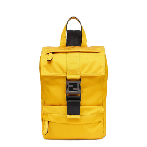 FENDI/芬迪 FENDINESS系列 男士小號黃色再生尼龍單搭扣開合翻蓋背包單肩斜挎包7VZ067AGQTF1FTB