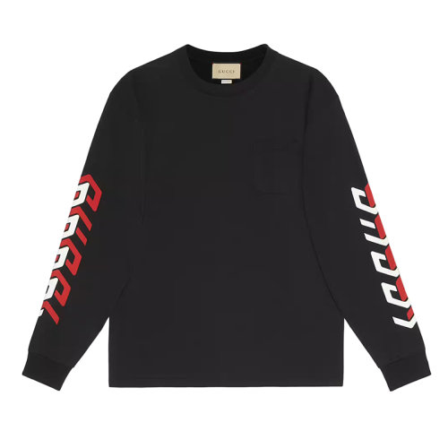 GUCCI/古馳 22年早春新款 男士黑色鏡像效果印花純棉衛(wèi)衣676063XJDWA1152