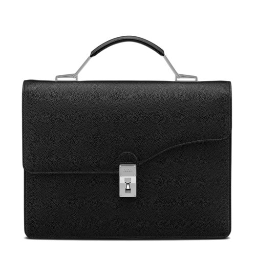 DIOR/迪奧 ELITE系列 男士黑色粒面小牛皮銀扣單肩手提電腦包公文包1GABR146YMJ_H43E