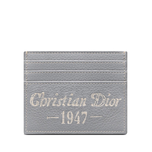  DIOR/迪奧 22新款 男士灰色“Christian Dior 1947”標志刺繡粒面牛皮革卡包卡片夾2ESCH135NFS_H62Q