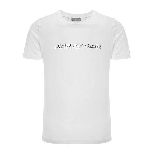 DIOR/迪奧  胸前l(fā)ogo字母裝飾 男士白色棉質(zhì)圓領(lǐng)短袖T恤 863J611K0910089