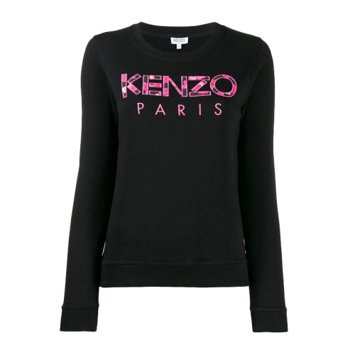 Kenzo/高田賢三  女裝 服飾 黑色棉質(zhì)字母LOGO圖案時尚修身長袖運(yùn)動衫 女衛(wèi)衣