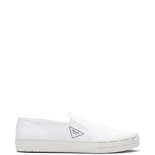 PRADA/普拉達(dá) 22年新款 Cassetta Wheel系列 男士白色棉質(zhì)華達(dá)呢面料運(yùn)動鞋布鞋2DG113_GUD_F0009_F_G000