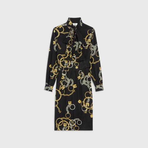  CELINE賽琳思琳 22年秋冬 女士 連衣裙 雙縐大花結(jié)連衣裙 2R35F738R.38AT