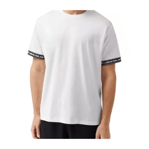 Burberry/博柏利 袖口徽標標簽編帶印花短袖T恤 男士短袖T恤