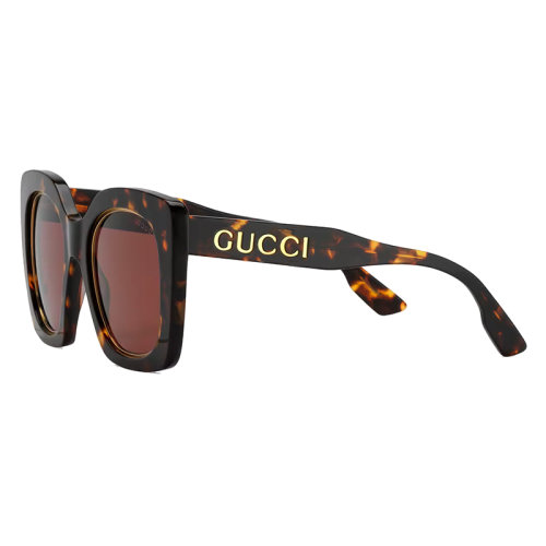 GUCCI/古馳 22年春夏新款 女士純棕色鏡片光澤感深玳瑁色醋纖鏡框超大造型方形太陽眼鏡墨鏡691318J07402323