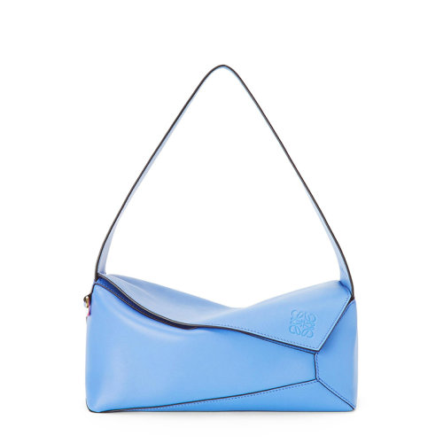 LOEWE/羅意威 22春夏新款Puzzle Hobo系列 女士神圣藍拼接效果牛皮革徽標壓印金扣單肩斜挎拼圖包0010701431