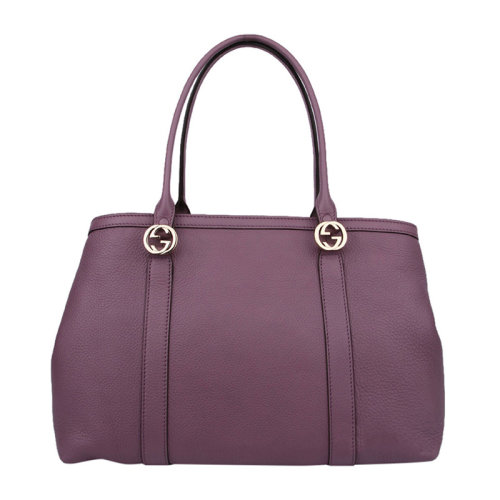 GUCCI/古馳 女士紫色牛皮經(jīng)典雙G字母徽標(biāo)裝飾拉鏈開(kāi)合手提包手拎包女包 353122-A7M0G-5034