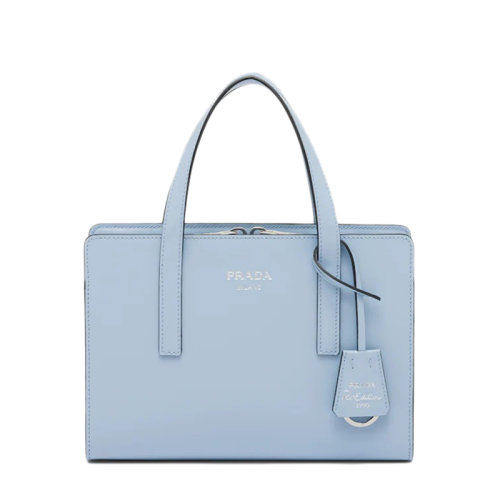 PRADA/普拉達(dá) 22新款Re-Edition 1995系列 女士迷你款天藍(lán)色皮革熱印徽標(biāo)配拉鏈?zhǔn)礁魧訂渭缧笨媸痔岚?BA357_ZO6_F02TG_V_OOO