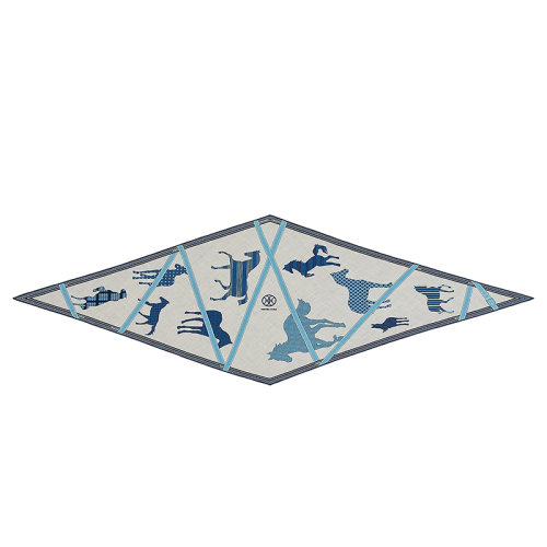 HERMES/愛馬仕 男士混灰色/藍色/天空羊絨真絲Clan Equestre圍巾H432513T11