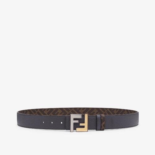  FENDI芬迪 22年秋冬 男士 腰帶 灰色皮革皮帶 7C046_FF1F1G8C