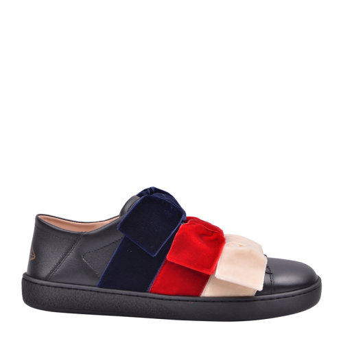 GUCCI/古馳  女士牛皮 絲絨蝴蝶結(jié)撞色 平底休閑小白鞋板鞋運(yùn)動(dòng)鞋 524989 女鞋