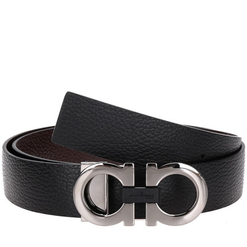 Salvatore Ferragamo/菲拉格慕 男士 黑色皮革時(shí)尚皮帶腰帶 678783 0476361