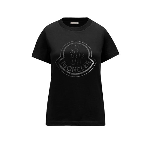 Moncler/蒙克萊 22年秋冬新款 女士黑色純棉水鉆狀徽標(biāo)短袖T恤H20938C00016829FB999