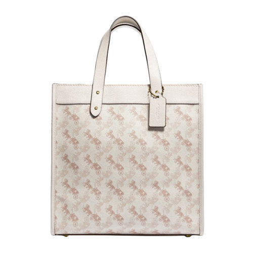 COACH/蔻馳 Field系列女士酒紅色涂層帆布配皮經典馬車徽標印花圖案按扣開合單肩包斜挎包手提包托特包女包 89143B4RTQ