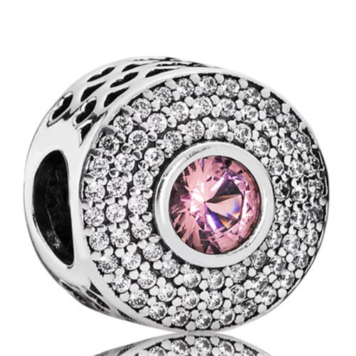 PANDORA/潘多拉 女士粉色925銀混合寶石水晶閃耀輝煌DIY手鏈珠子串飾串珠 791763NBP