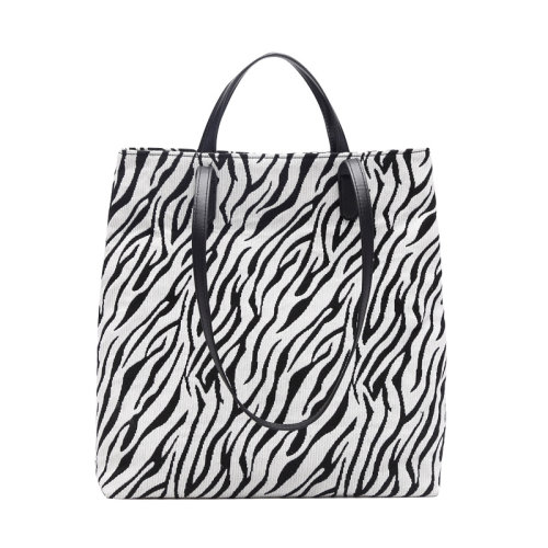 GeleiStory/GeleiStory  女包包2021年春夏新款時(shí)尚斑馬紋托特包PU皮帆布包大容量腋下手提包