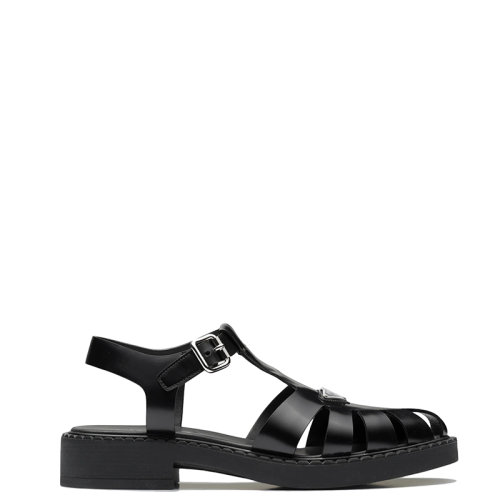 PRADA/普拉達(dá) 22年春夏新款 男士黑色亮面皮革漁夫涼鞋2X3084_055_F0002