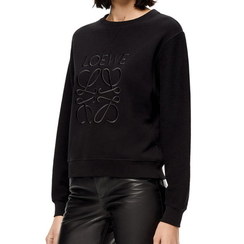 LOEWE/羅意威 22年春夏新款 女士黑色純棉同色Logo刺繡衛(wèi)衣S359341XA8-1100