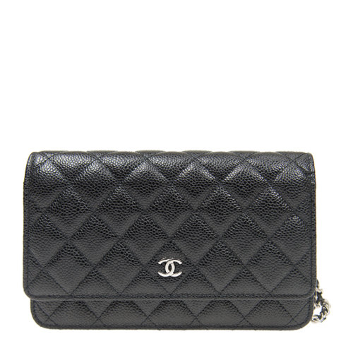 CHANEL/香奈兒 女士黑色牛皮銀扣單肩包斜挎包鏈條包女包 AP0250C-BLKSS