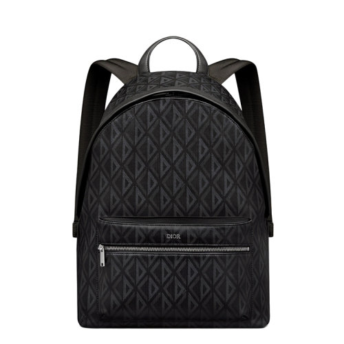 DIOR/迪奧 22新款RIDER系列 男士黑色CD Diamond圖案帆布光滑牛皮革雙肩背包1ESBA088CDP_H43E