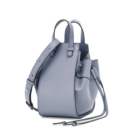LOEWE/羅意威 Hammock系列 女士迷你大西洋藍(lán)色小牛皮斜挎單肩手提抽繩吊床包0010640316